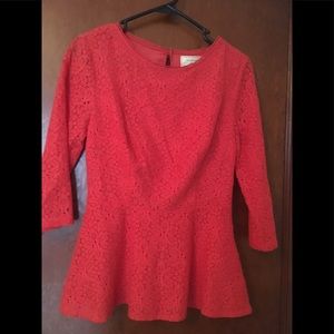 Red lace peplum top